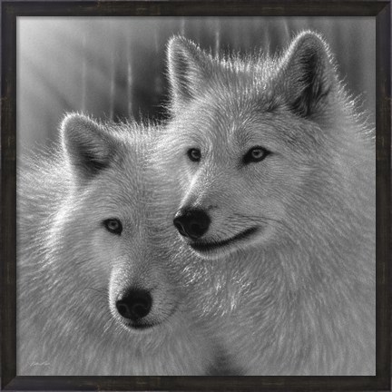 Framed Wolves - Sunlit Soulmates - B&amp;W Print