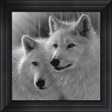 Framed Wolves - Sunlit Soulmates - B&amp;W Print