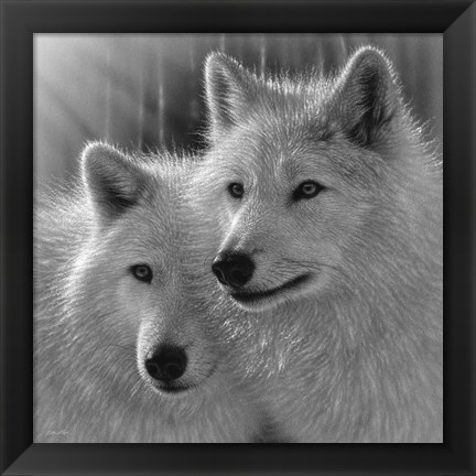 Framed Wolves - Sunlit Soulmates - B&amp;W Print