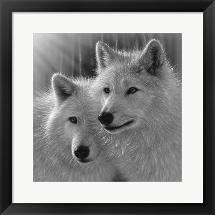 Framed Wolves - Sunlit Soulmates - B&amp;W Print