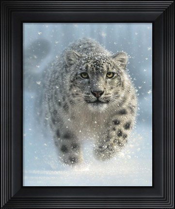 Framed Snow Leopard - Snow Ghost - Vertical Print