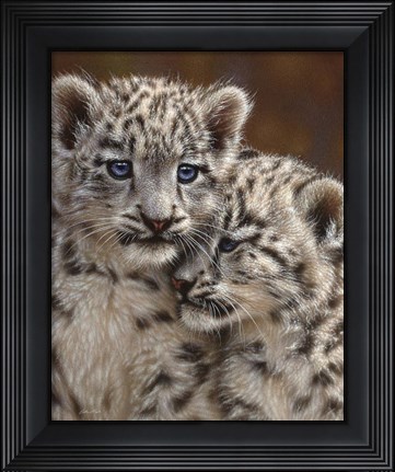Framed Snow Leopard Cubs - Playmates Print