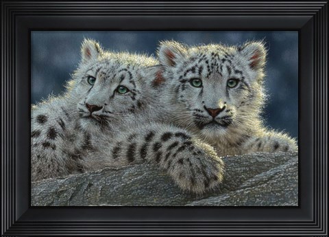 Framed Snow Leopard Cubs Print