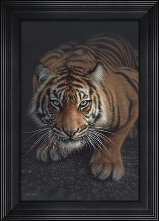 Framed Crouching Tiger - Vertical Print