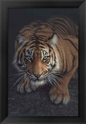 Framed Crouching Tiger - Vertical Print