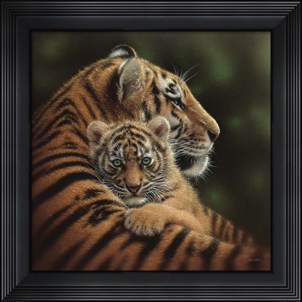 Framed Tiger Mother and Cub - Cherished Print