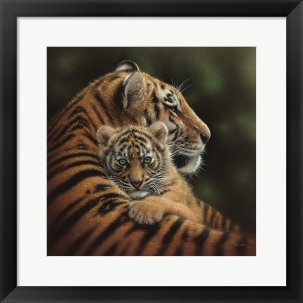 Framed Tiger Mother and Cub - Cherished Print