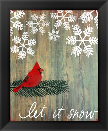 Framed Let It Snow Cardinal Print