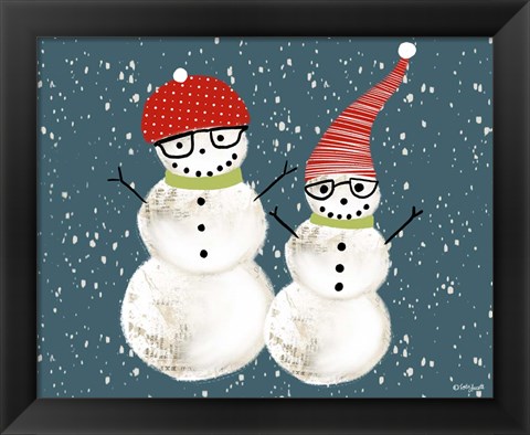 Framed Pair of Snowmen Print