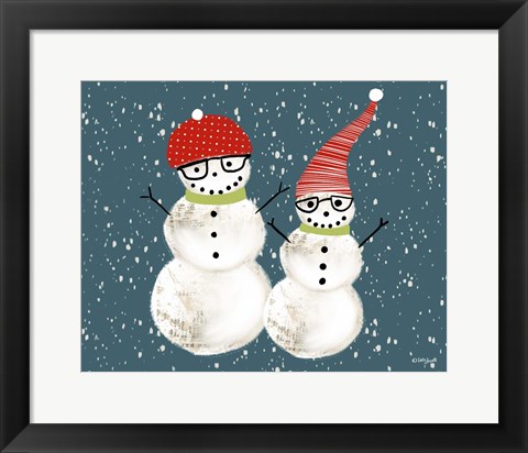 Framed Pair of Snowmen Print