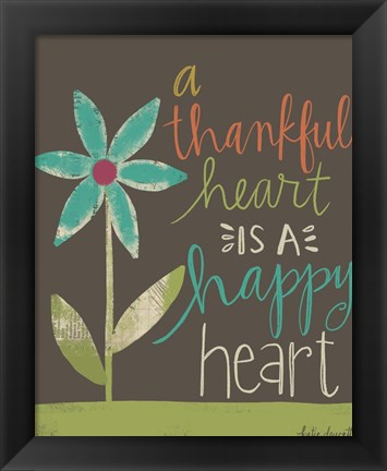 Framed Thankful Happy Heart Print