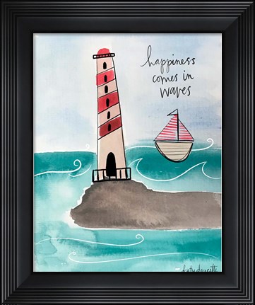 Framed Happiness Comes in Waves Print