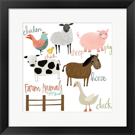 Framed Farm Animals Print