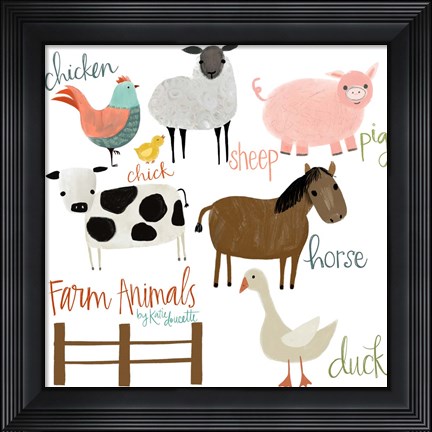 Framed Farm Animals Print