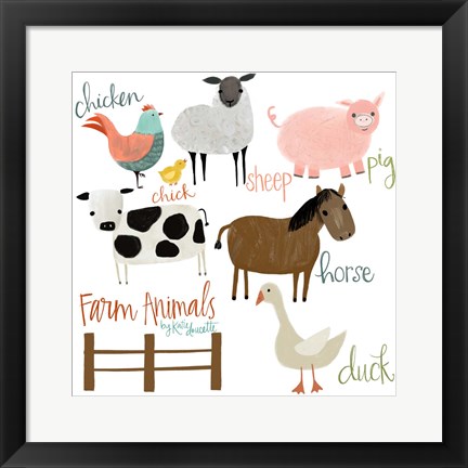 Framed Farm Animals Print