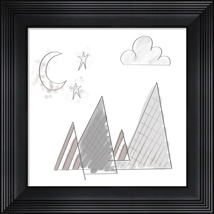 Framed Moon and Mountains Print