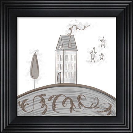 Framed Primitive House on Hill Print