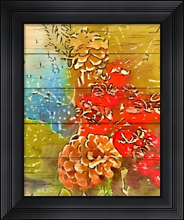 Framed Pinecone and Berries Print
