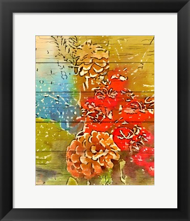 Framed Pinecone and Berries Print