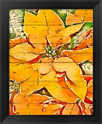 Framed Poinsettia Gold Print