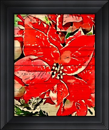Framed Poinsettia Red Print