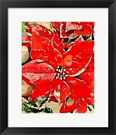 Framed Poinsettia Red Print