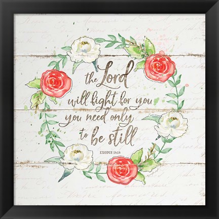 Framed Be Still Wreath Print