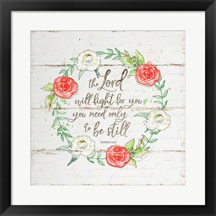 Framed Be Still Wreath Print