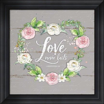 Framed Love Wreath - Gray Print