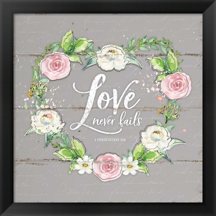 Framed Love Wreath - Gray Print