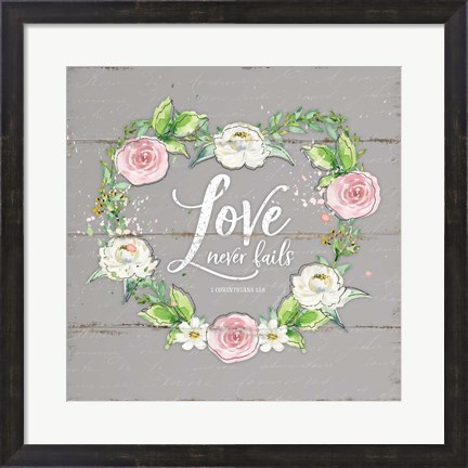 Framed Love Wreath - Gray Print