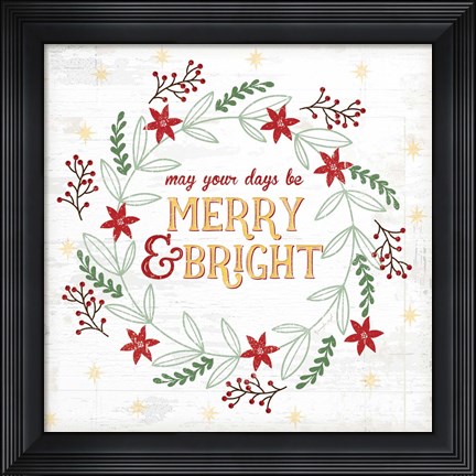 Framed Merry and Bright Print