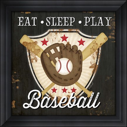 Framed Eat, Sleep, Play, Baseball Print