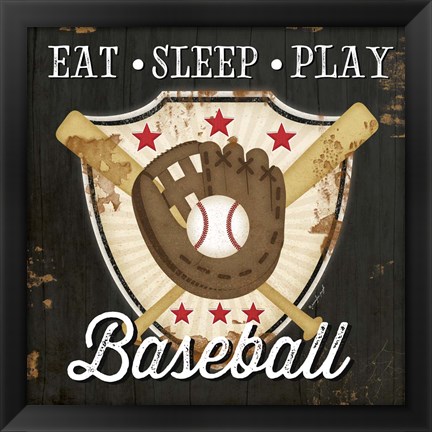 Framed Eat, Sleep, Play, Baseball Print