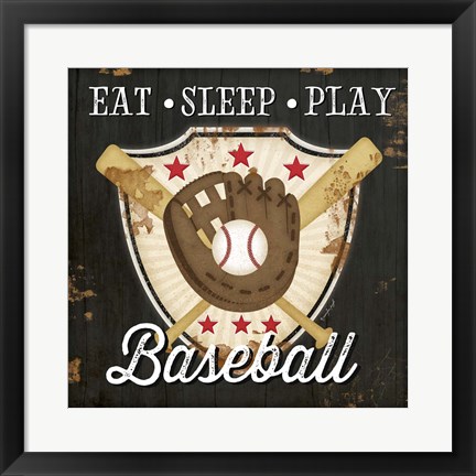 Framed Eat, Sleep, Play, Baseball Print