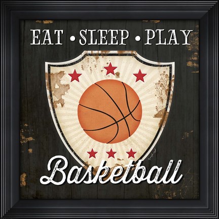 Framed Eat, Sleep, Play, Basketball Print