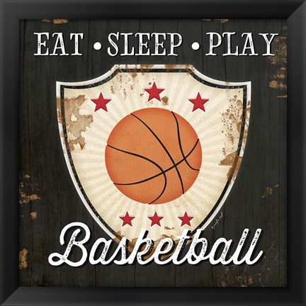 Framed Eat, Sleep, Play, Basketball Print