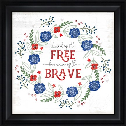 Framed Land of the Free - Floral Print