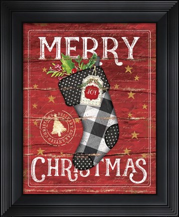 Framed Merry Christmas Stocking Print