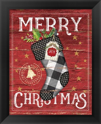 Framed Merry Christmas Stocking Print