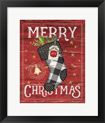 Framed Merry Christmas Stocking Print