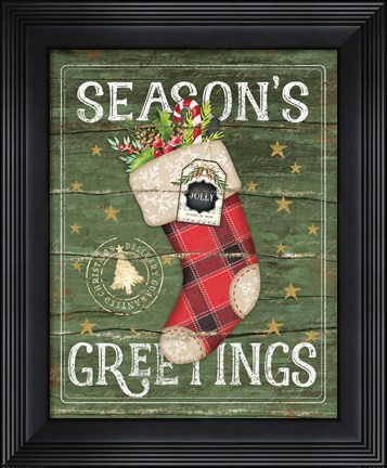 Framed Season&#39;s Greetings Stocking Print