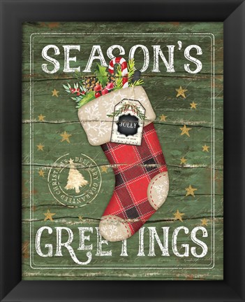 Framed Season&#39;s Greetings Stocking Print