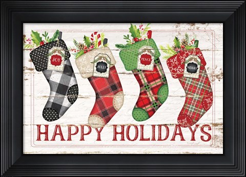 Framed Happy Stockings Print