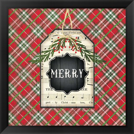 Framed Merry Christmas Plaid Print