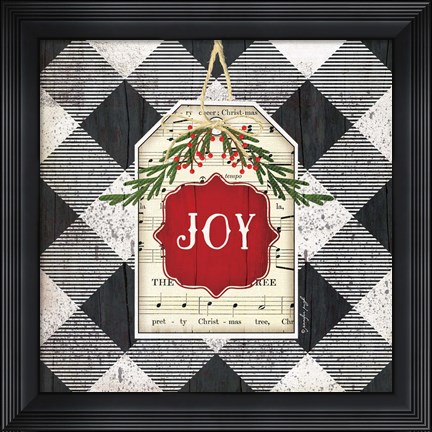 Framed Joy Christmas Plaid Print