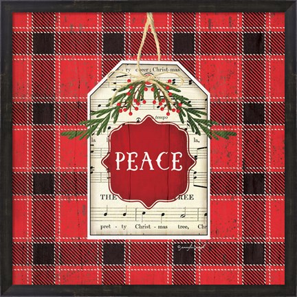 Framed Peace Christmas Plaid Print