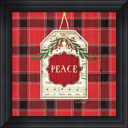 Framed Peace Christmas Plaid Print