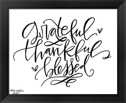 Framed Grateful Thankful Blessed Print