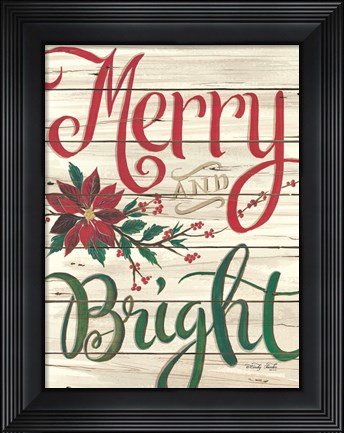 Framed Merry &amp; Bright Shiplap Print